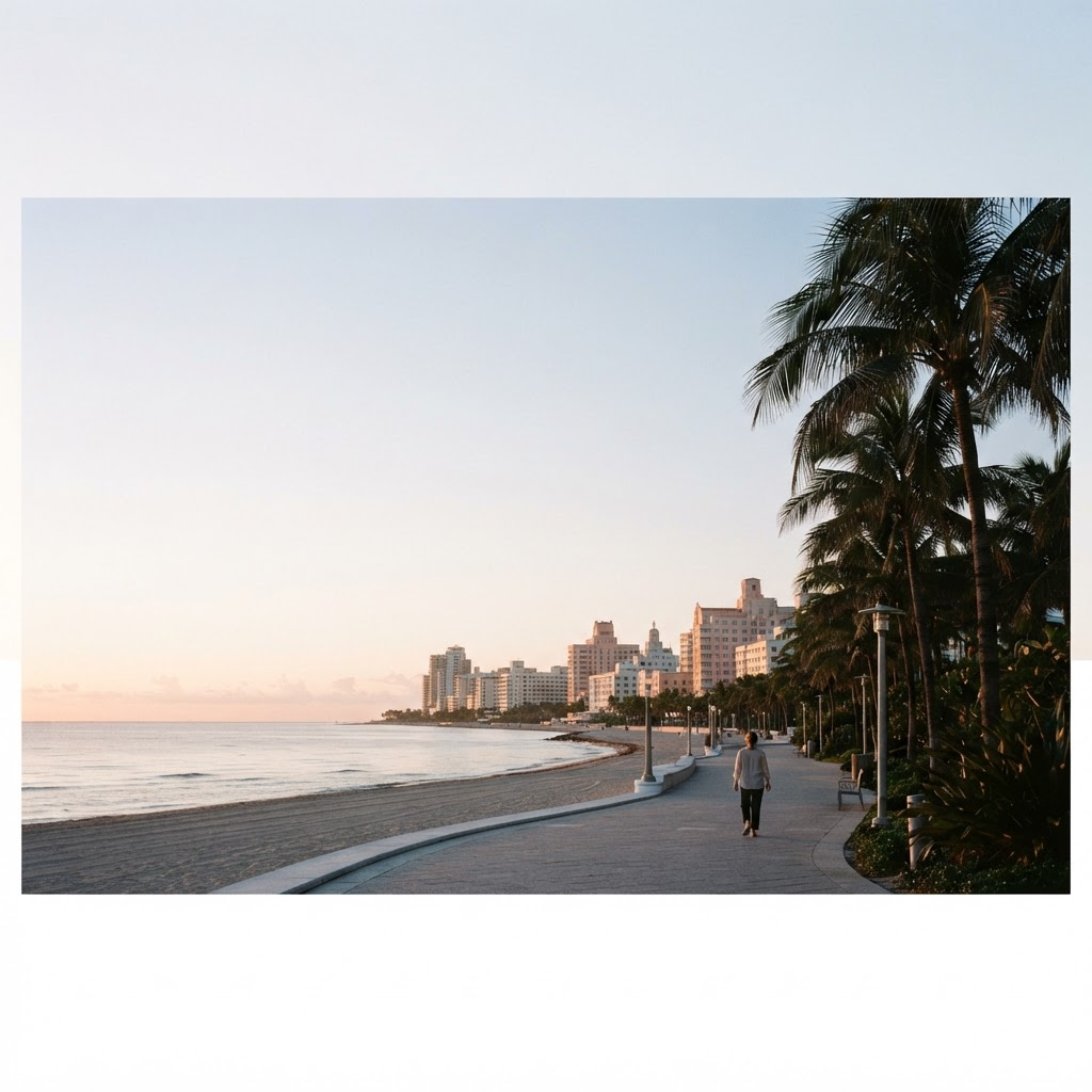 Dawn over the Miami Beach shoreline